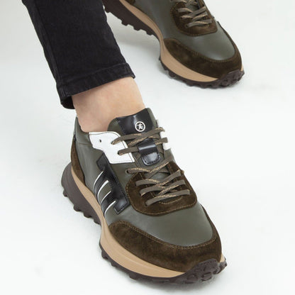 Madasat Green Leather Casual Shoes - 652 |