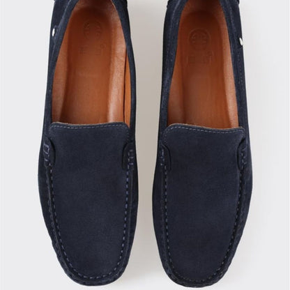 Madasat Navy Blue Leather Men's Loafer Shoes - 897 |