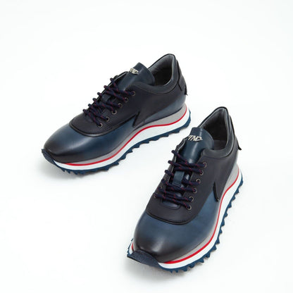 Madasat Navy Blue Leather Casual Shoes - 583 |