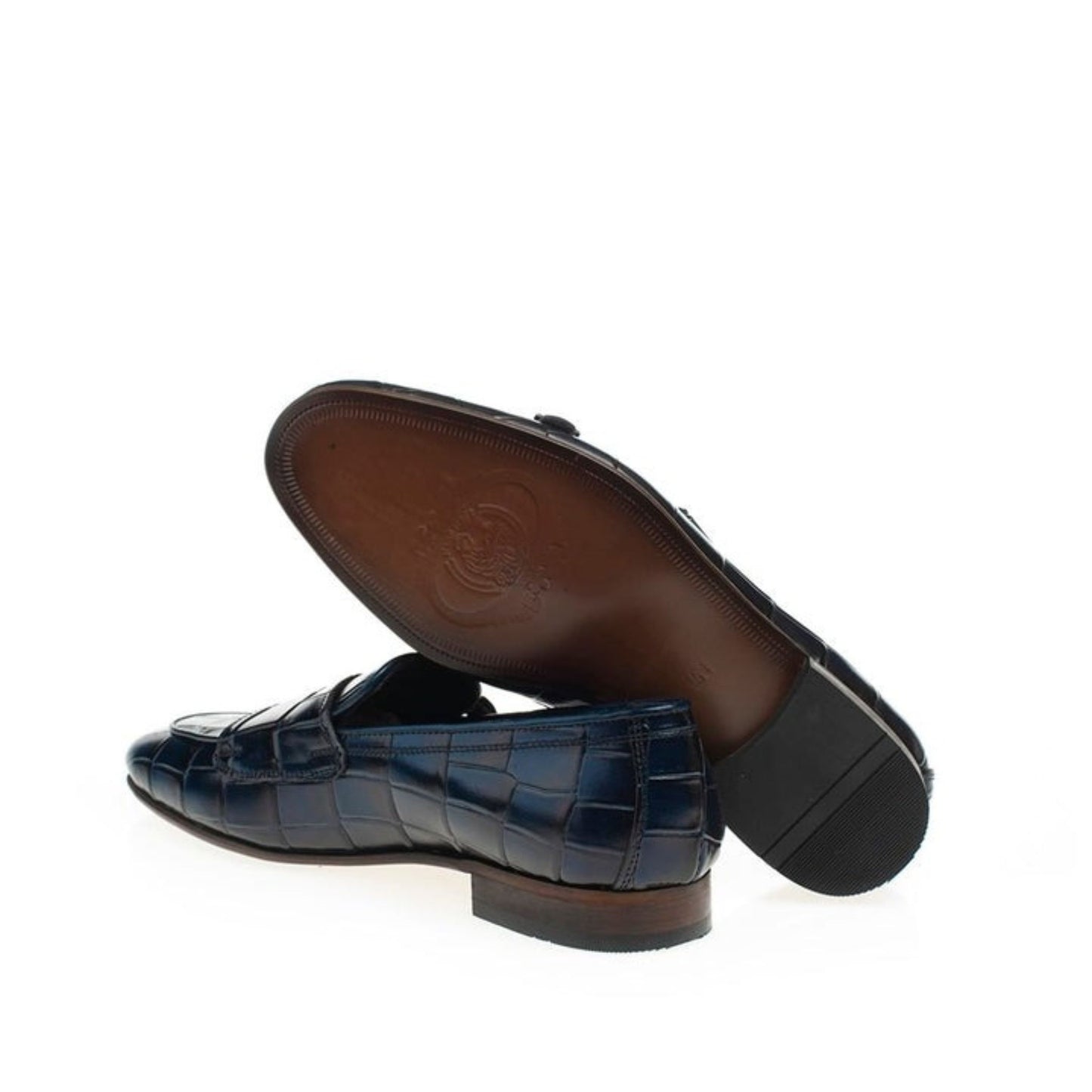 Madasat Marineblauer Leder-Loafer – 703 |