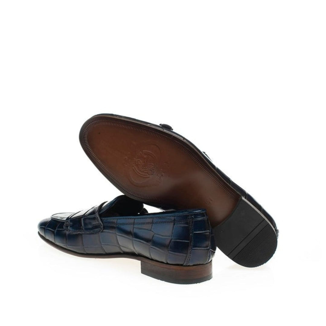 Madasat Navy Blue Leather Loafer - 703 |