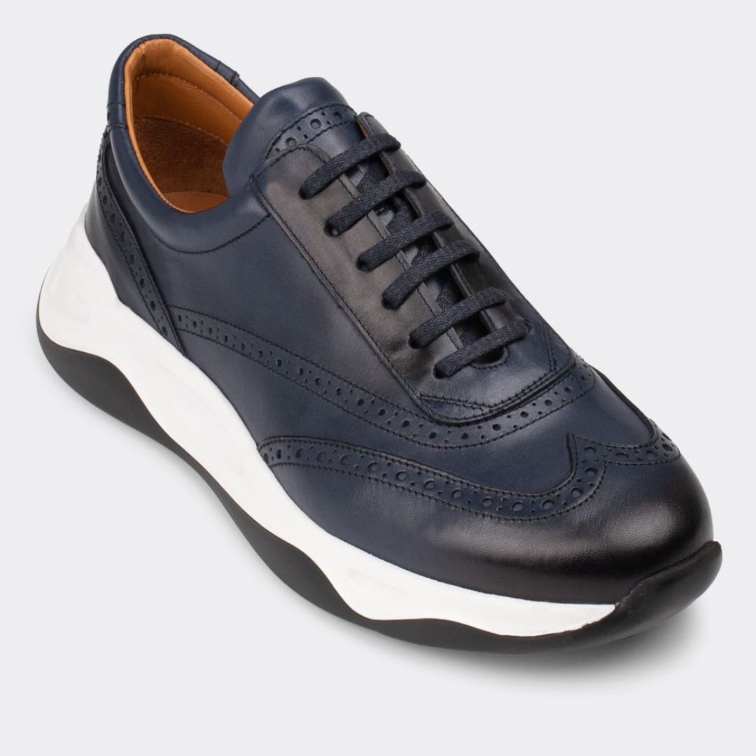 Madasat Navy Blue Men's Genuine Leather Shoes - 728 |