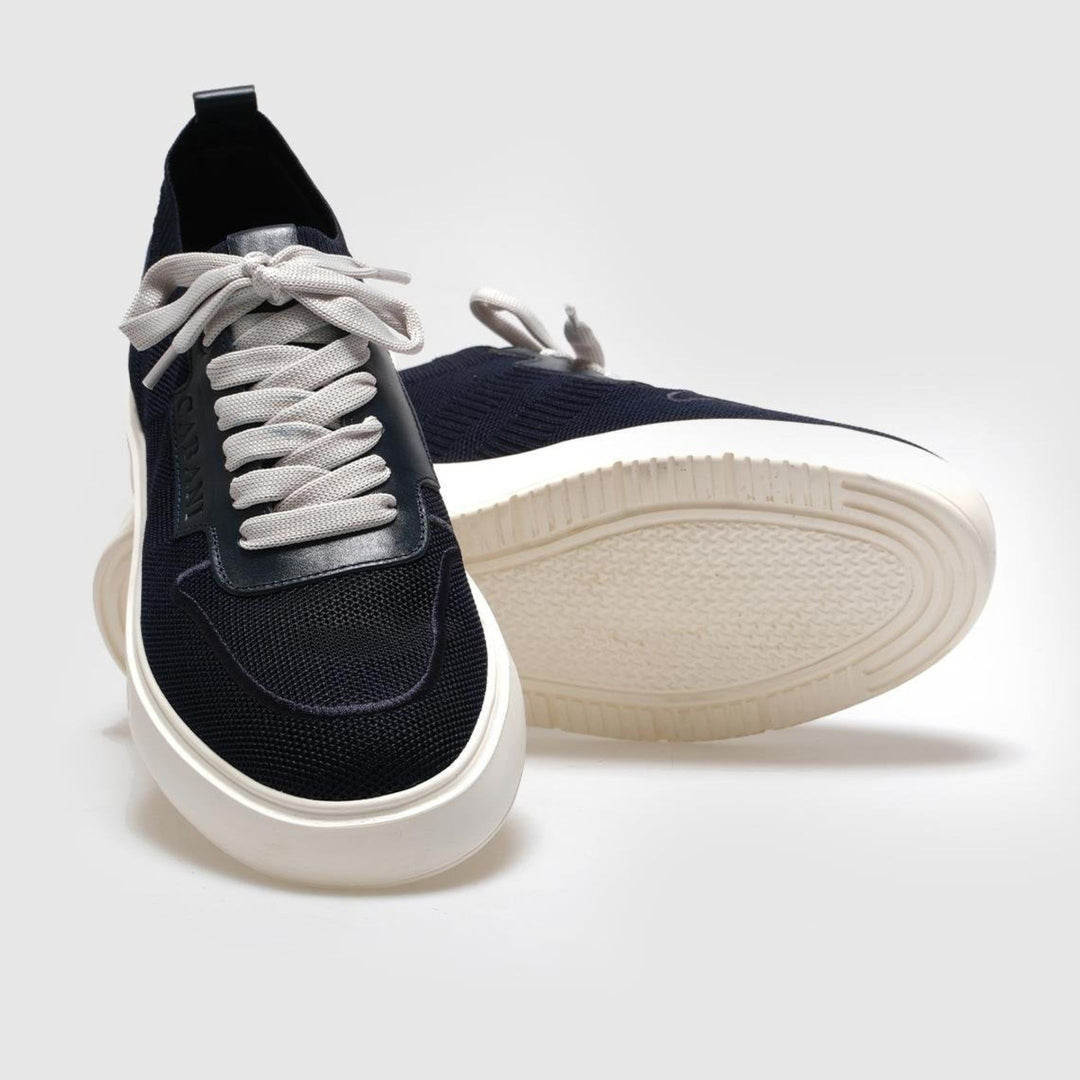 Madasat Navy Blue Lace Up Knit Sneakers - 851 |
