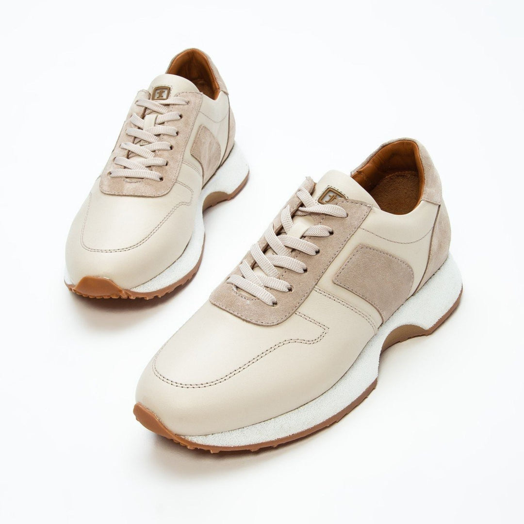 Madasat Beige Leather Casual Shoes - 669 |