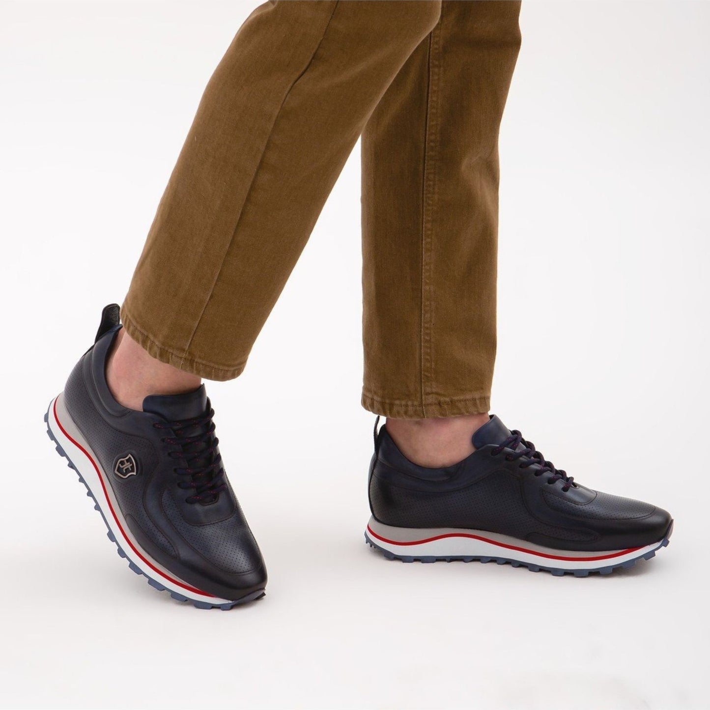 Madasat Navy Blue Leather Casual Shoes - 232 |