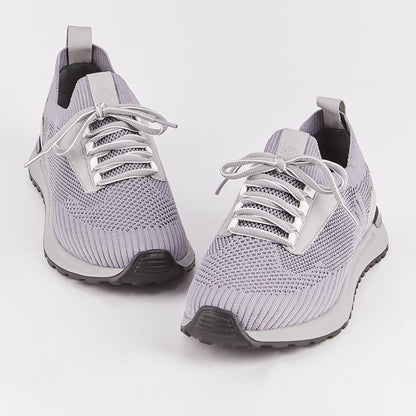 Madasat Grey Lace Up Front Chunky Knit Sneakers - 865 |