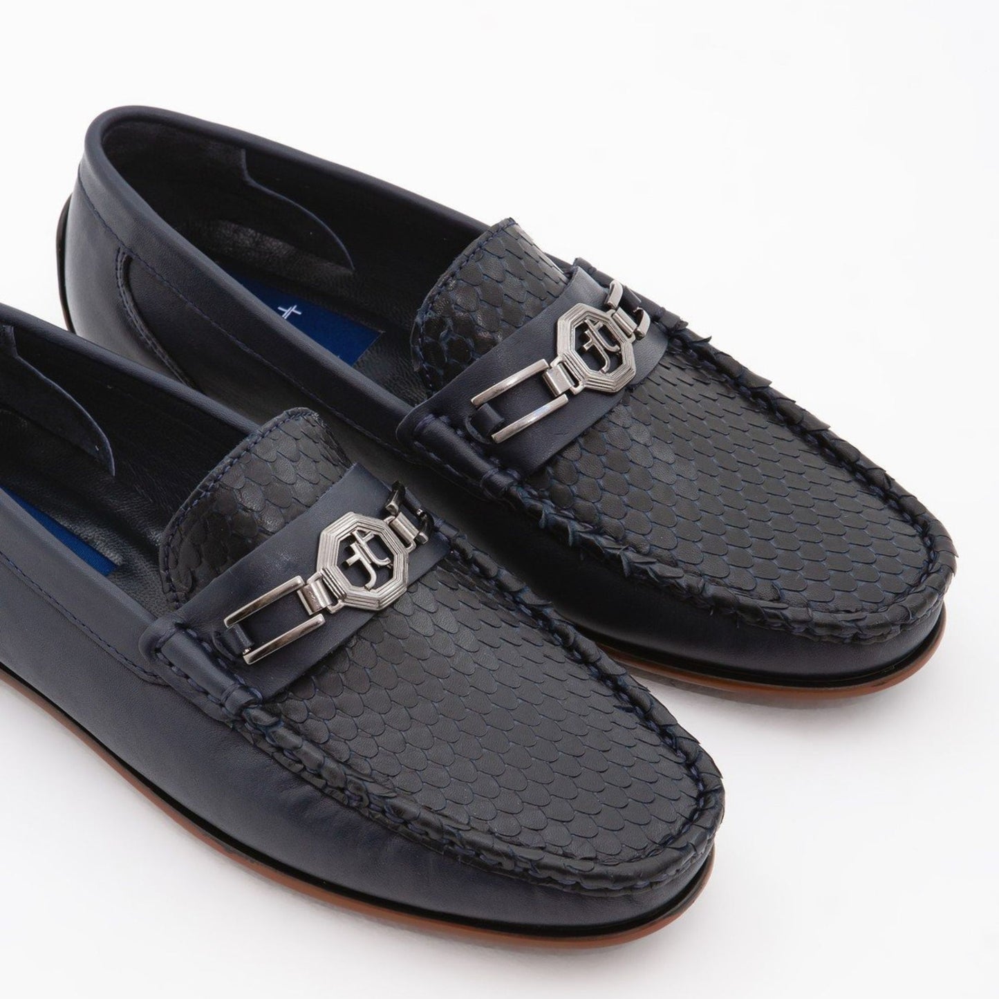 Madasat Navy Blue Leather Loafer - 666 |