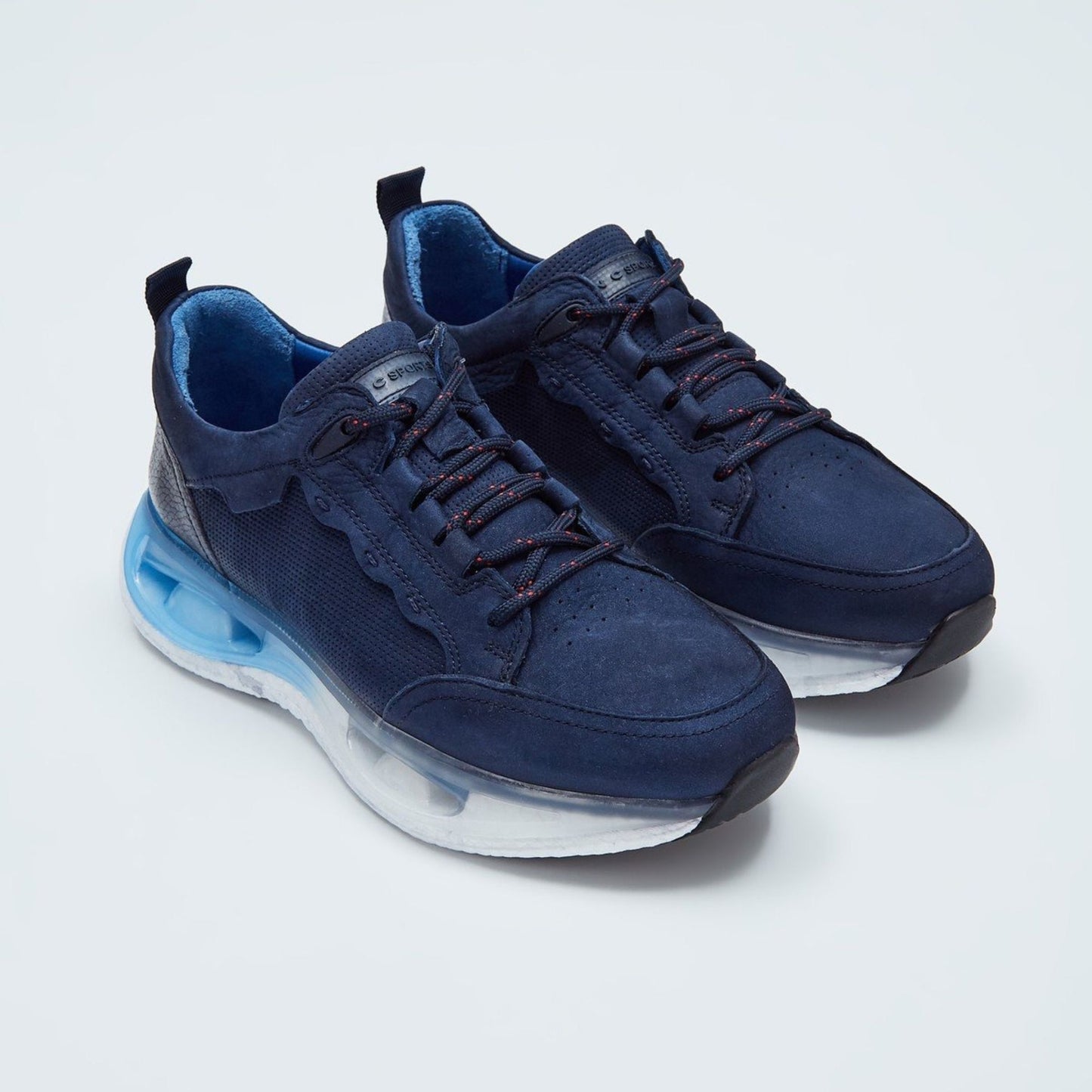 Madasat Navy Blue Genuine Leather Sneakers - 858 |