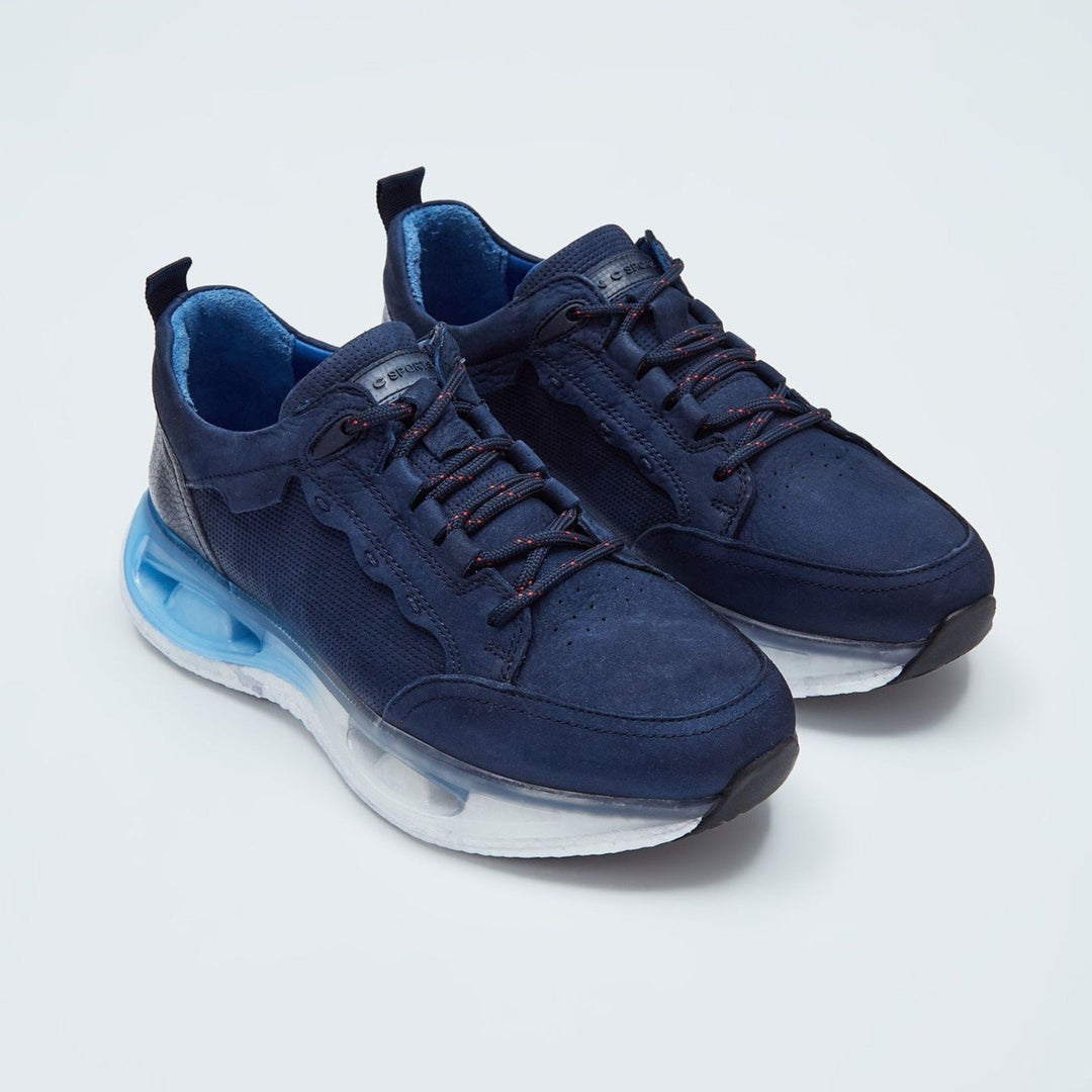 Madasat Navy Blue Genuine Leather Sneakers - 858 |
