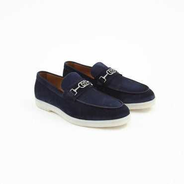 Madasat Navy Blue Leather Loafer - 640 |