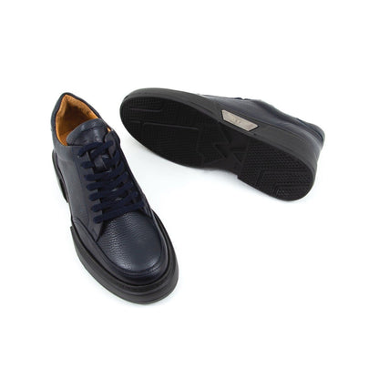 Madasat Navy Blue Leather Casual Shoes - 644 |