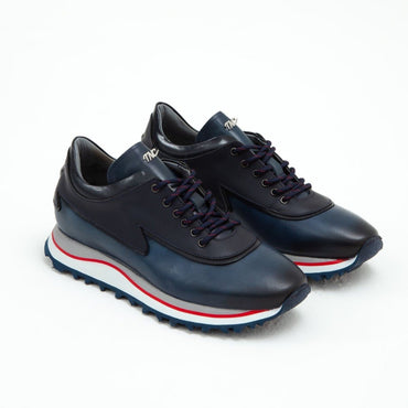 Madasat Navy Blue Leather Casual Shoes - 583 |