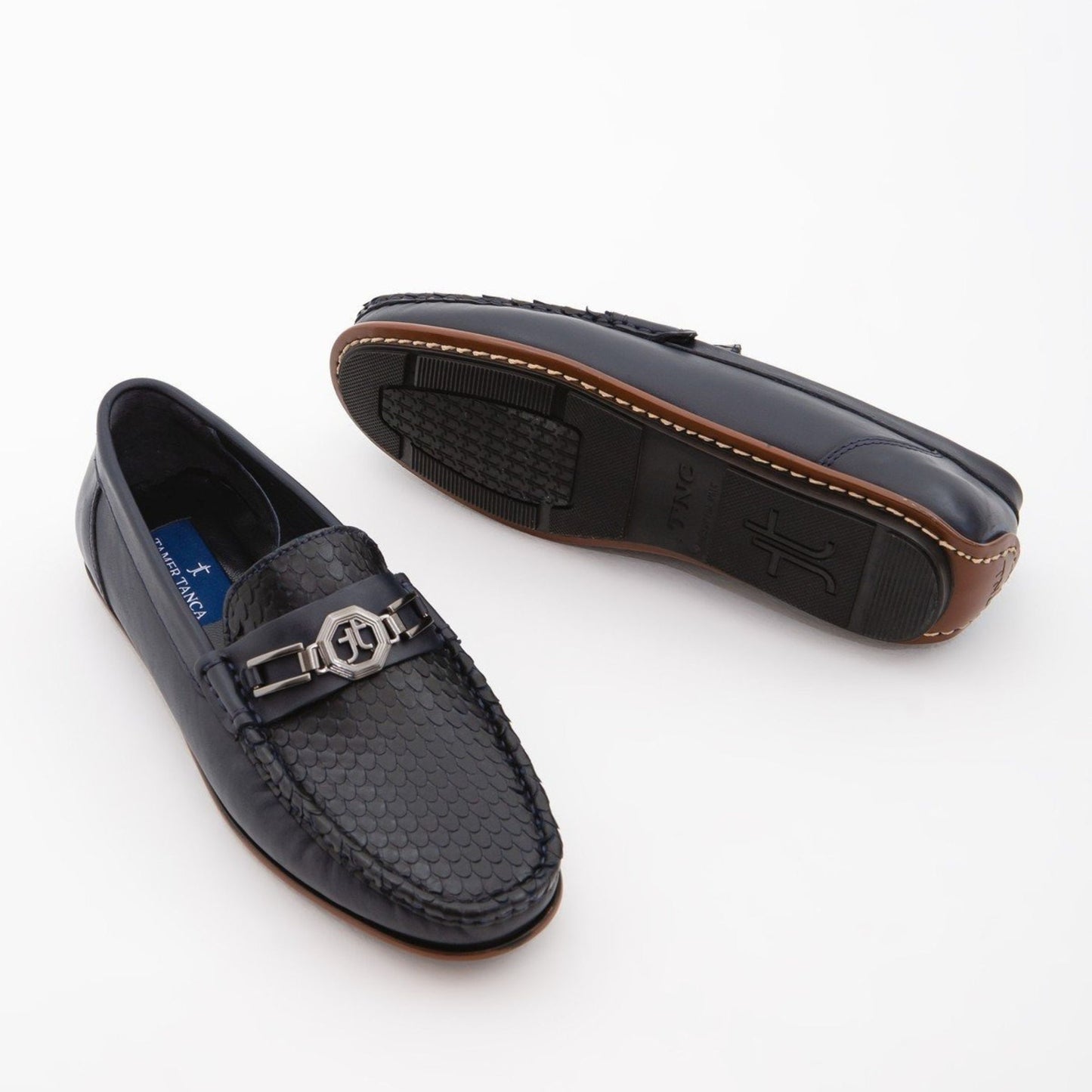 Madasat Marineblauer Leder-Loafer – 666 |