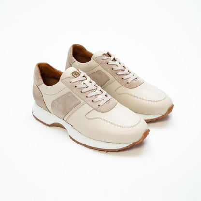 Madasat Beige Leather Casual Shoes - 669 |