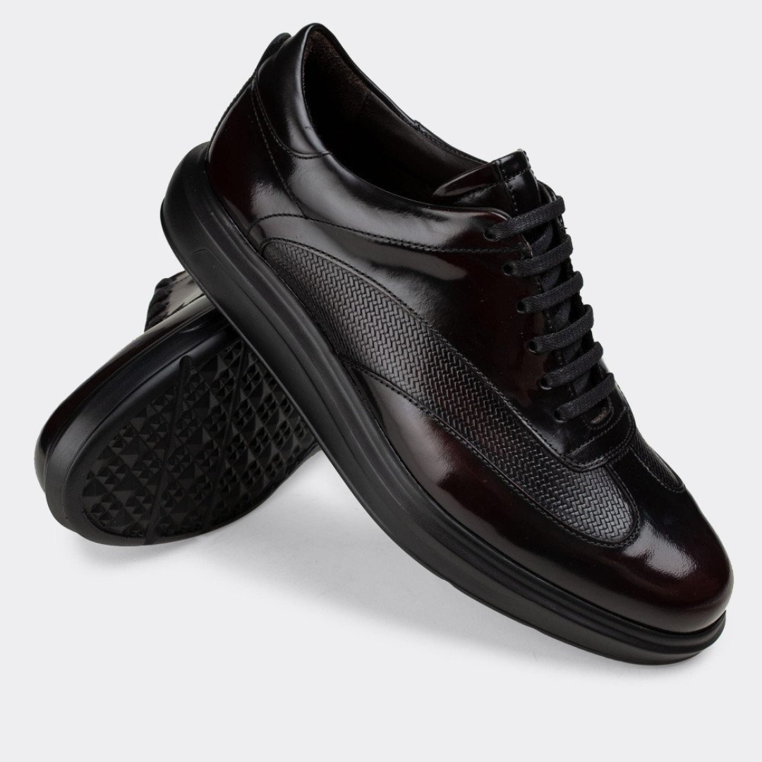 Madasat Burgundy Leather Casual Shoes - 033 |