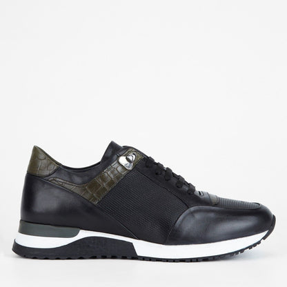 Madasat Black Leather Sneakers & Sports Shoes - 001 |