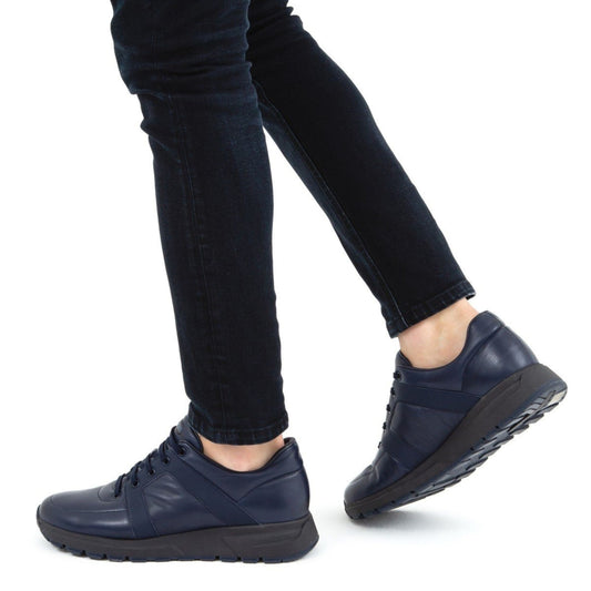 Madasat Navy Blue Leather Casual Shoes - 590 |