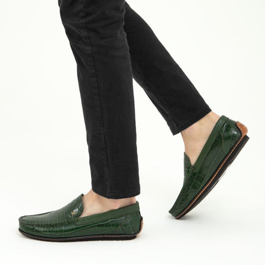 Madasat grüner Leder-Loafer – 641 |