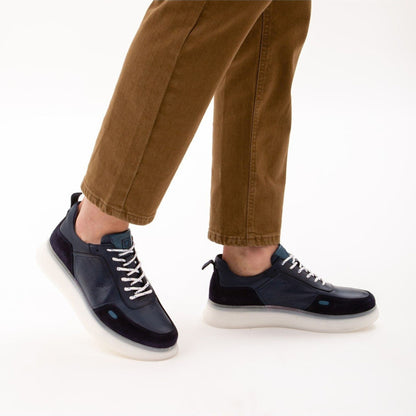 Madasat Navy Blue Leather Sneakers & Sports - 450 |
