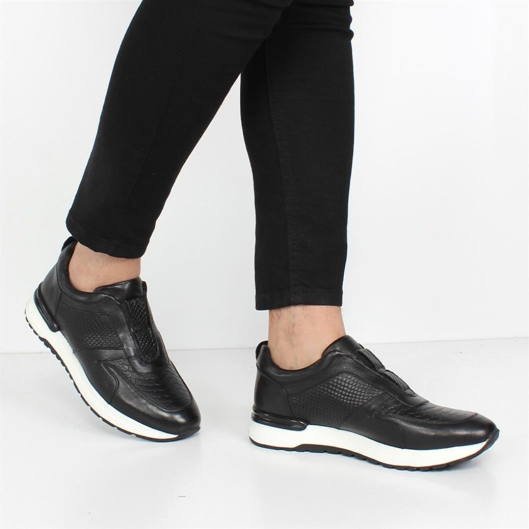Madasat Black Leather Men's Shoes - 888 |