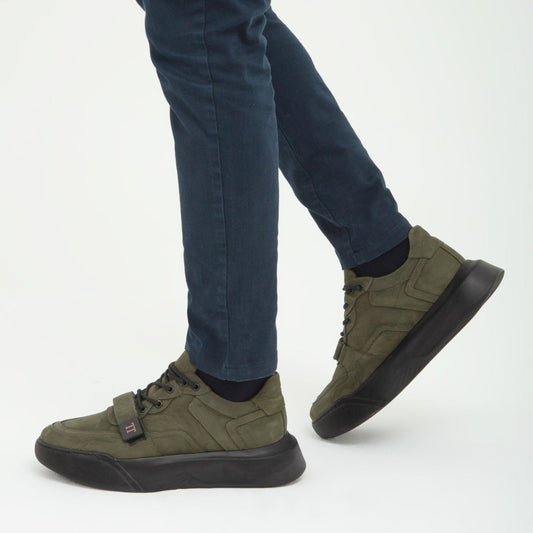 Madasat Green Leather Casual Shoes - 638 |