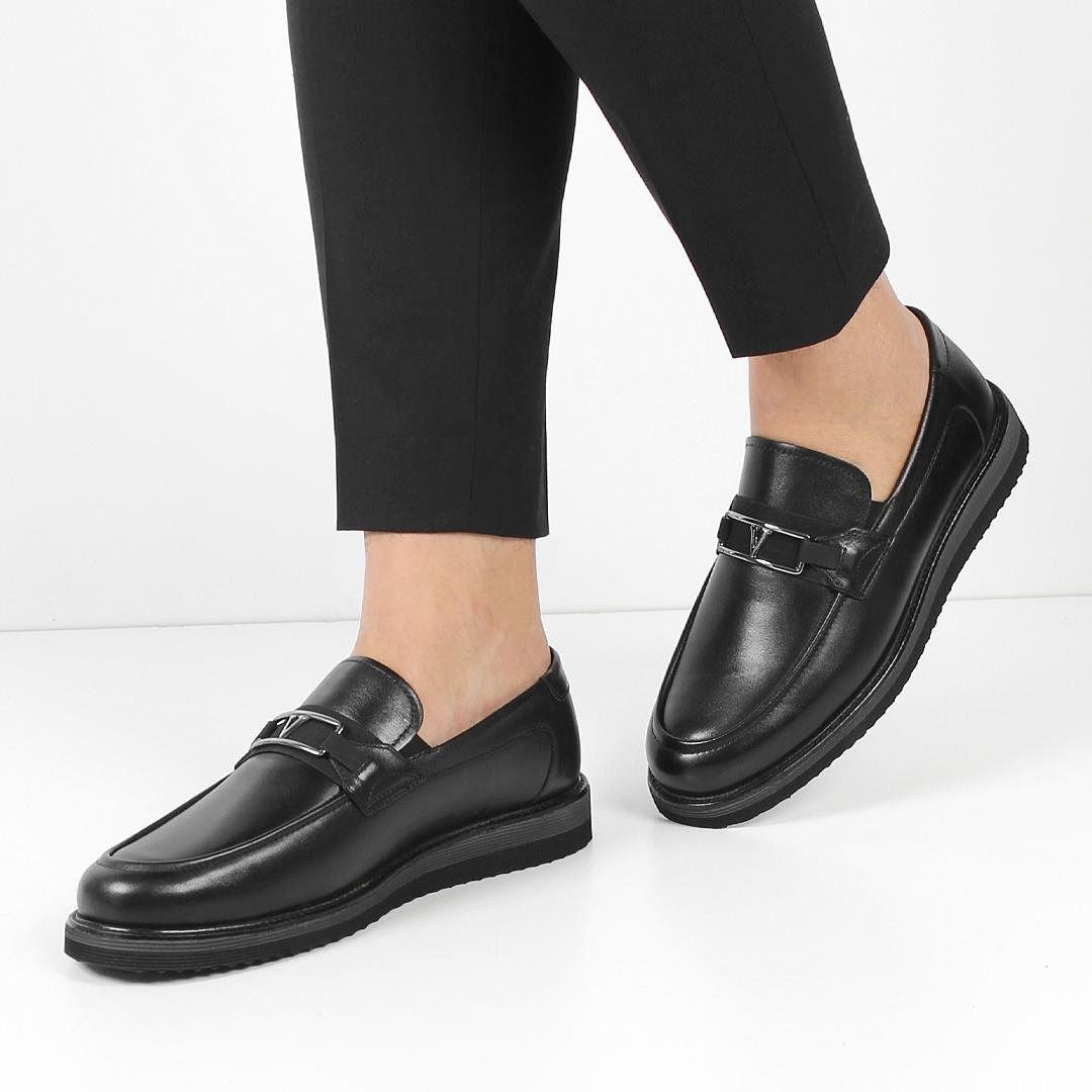 Madasat Black Leather Men's Shoes - 883 |
