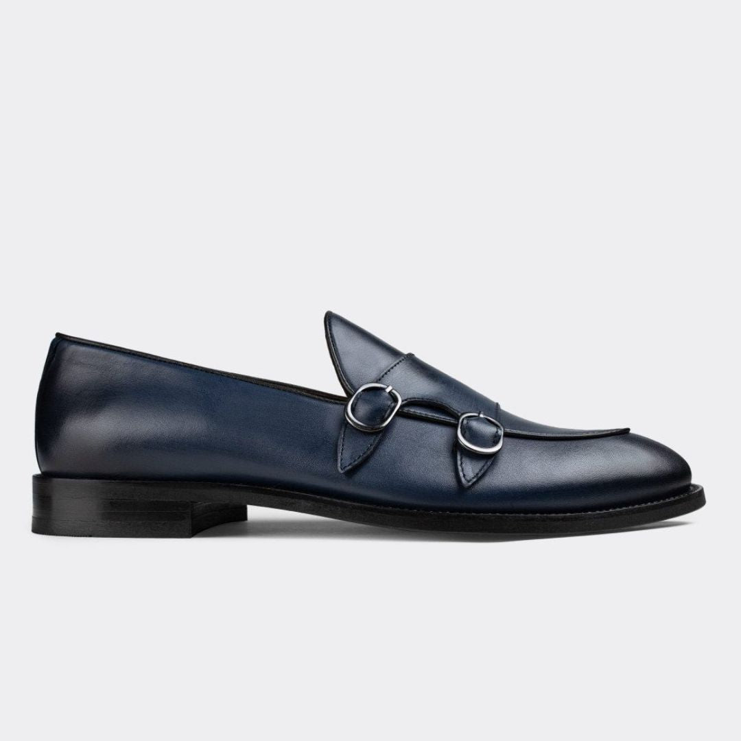 Madasat Navy Blue Leather Loafer - 627 |