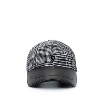 Madasat Black Men's Leather & Textile Black Baseball Cap - 918 |