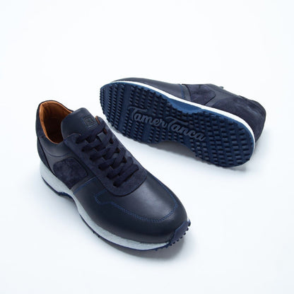 Madasat Navy Blue Leather Casual Shoes - 669 |