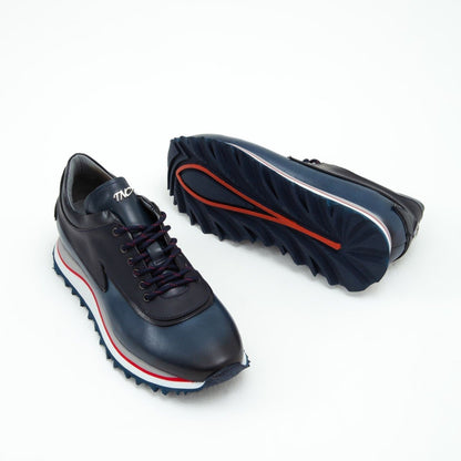 Madasat Navy Blue Leather Casual Shoes - 583 |