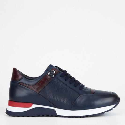 Madasat Nevy Blue Leather Sneakers & Sports Shoes - 001 |