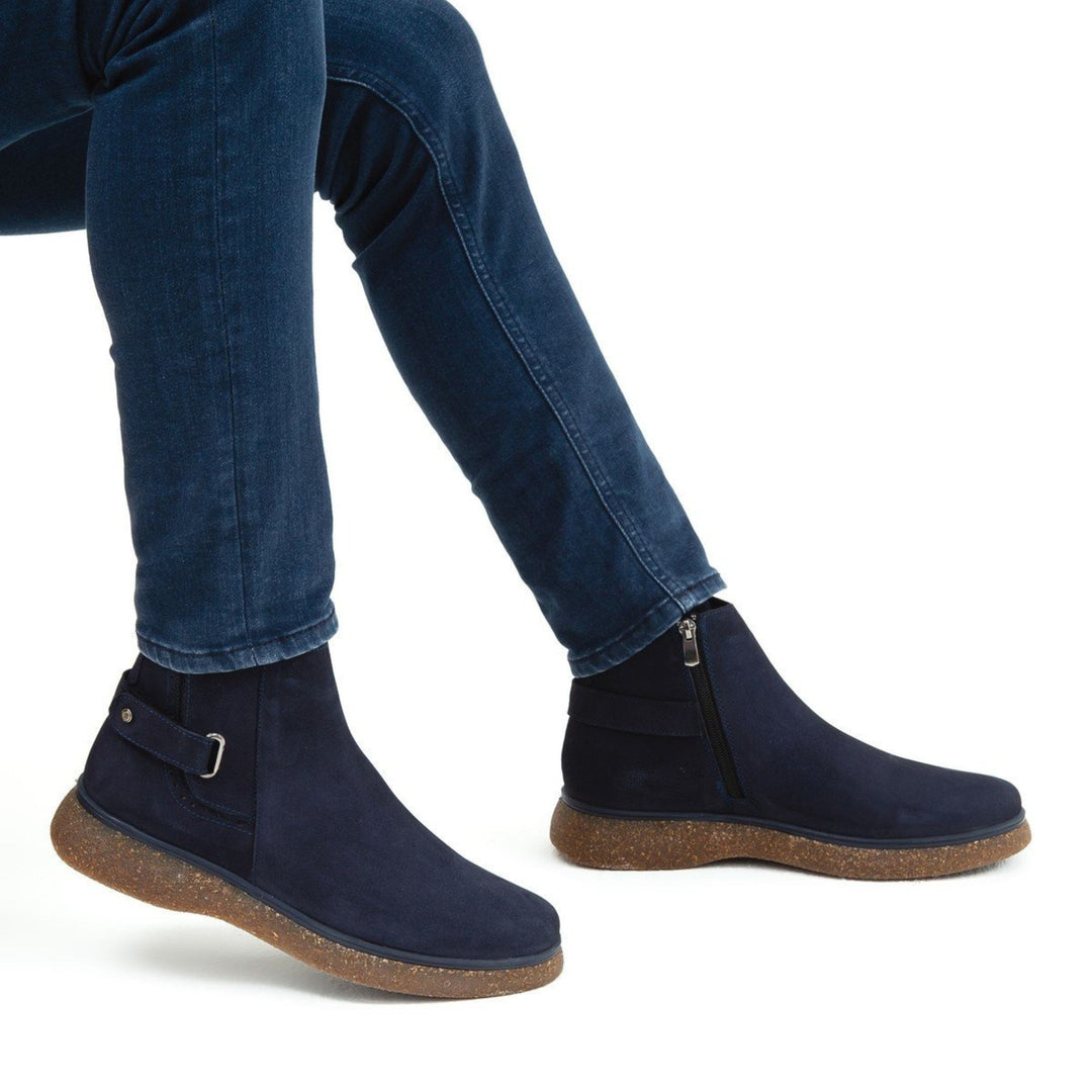 Madasat Navy Blue Nubuck Men's Leather Casual Boots - 821 |