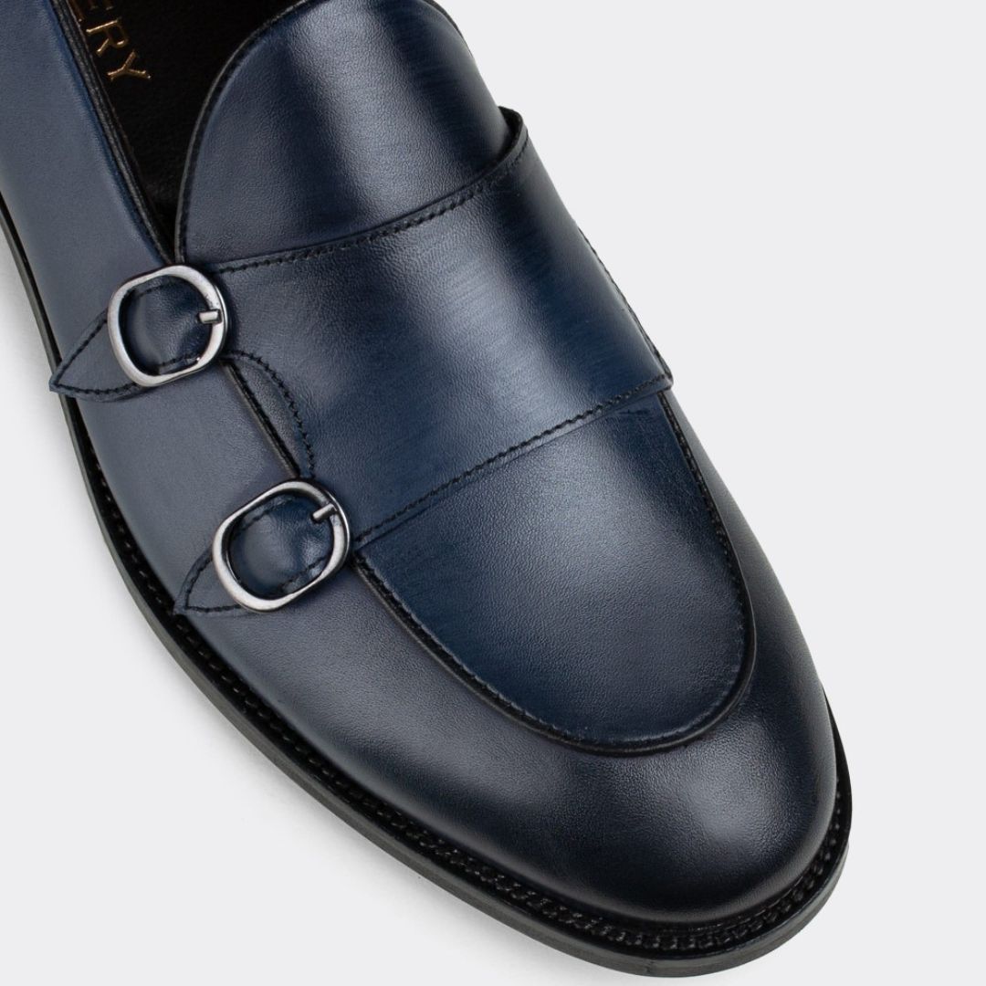 Madasat Navy Blue Leather Loafer - 627 |