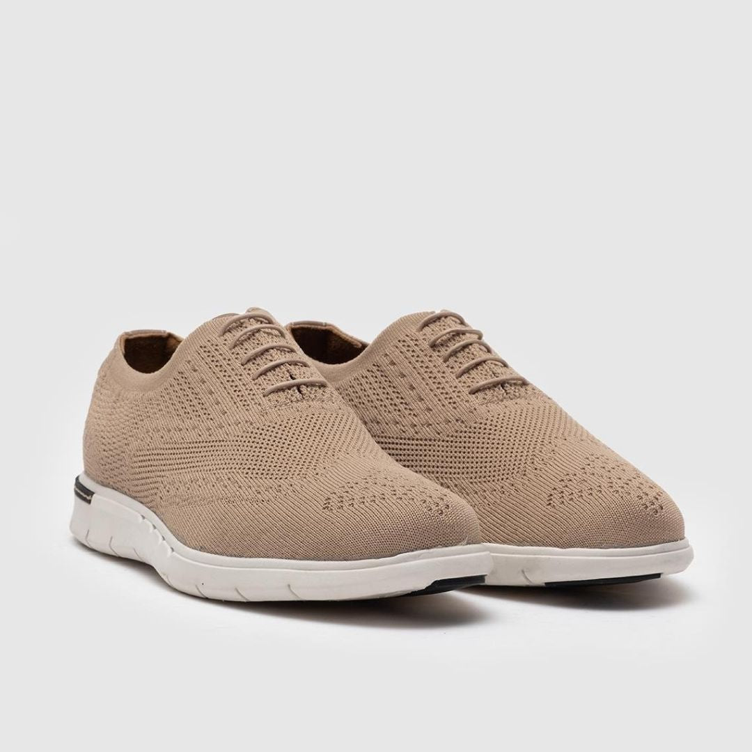 Madasat Beige Knit Lace Up Casual Shoes - 878 |