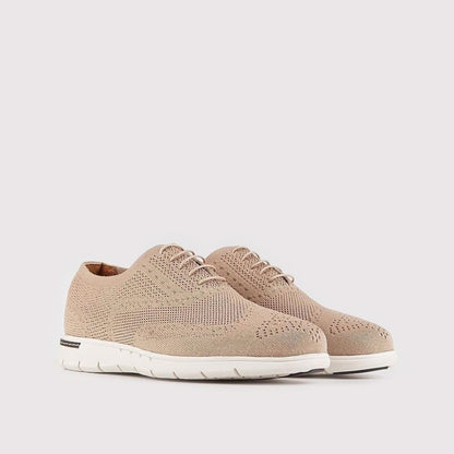 Madasat Light Beige Knit Lace Up Casual Shoes - 878 |