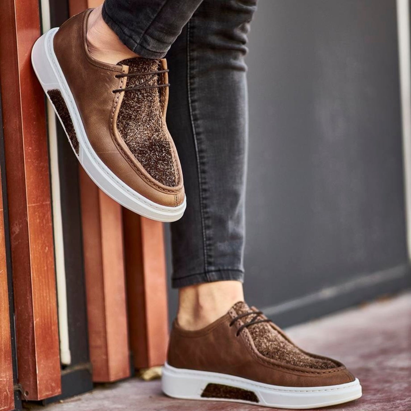 Madasat Cappuccino Nubuck Leather Casual Shoes - 727 |