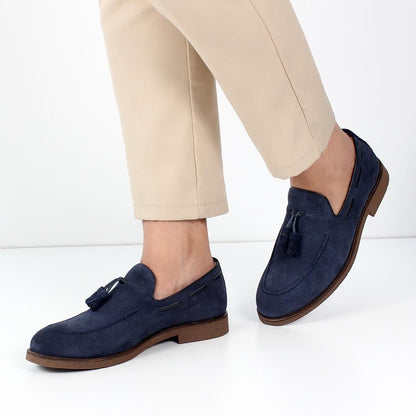 Madasat Navy Blue Suede Men's Loafer Shoes - 905 |