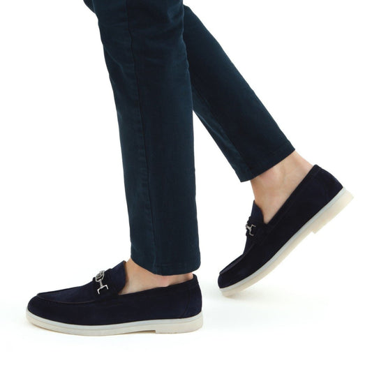 Madasat Navy Blue Leather Loafer - 640 |