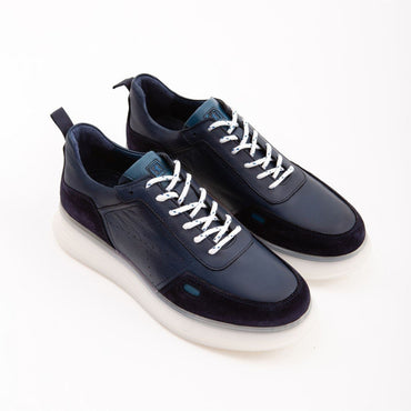 Madasat Marineblaue Leder-Sneaker und Sportschuhe – 450 |