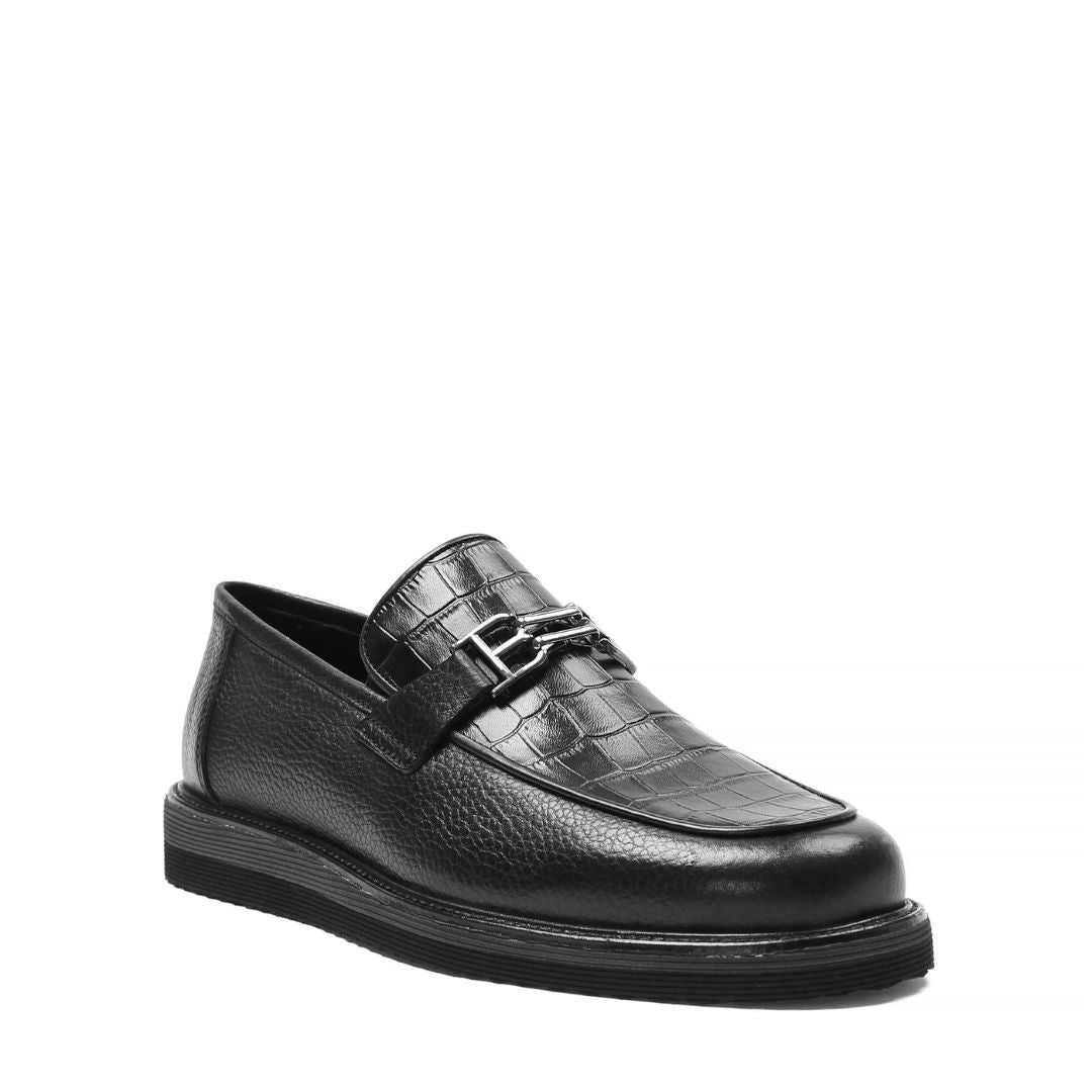 Madasat Black Leather Men's Shoes - 882 |