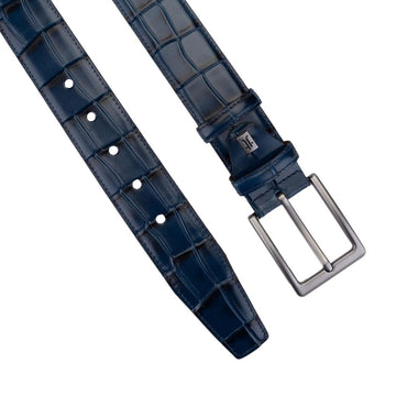 Madasat Navy Blue Men's Genuine Leather Crocodile Sport Belt - 927 |