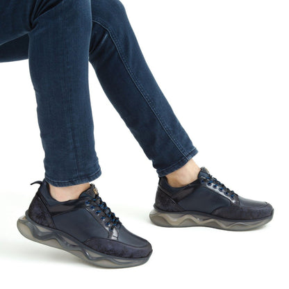 Madasat Navy Blue Leather Casual Shoes - 571 |