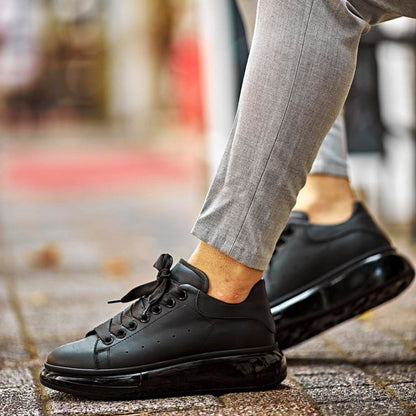 Madasat Black Leather Sneakers Shoes - 722 |