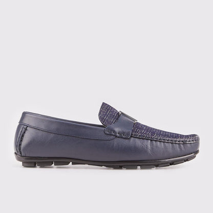 Madasat Navy Blue Leather Loafer - 018 |