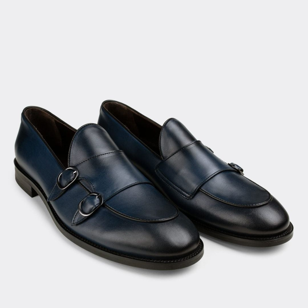 Madasat Navy Blue Leather Loafer - 627 |