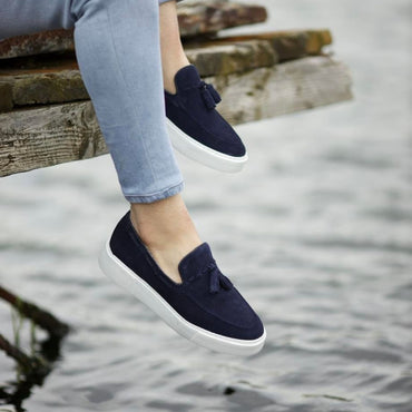 Madasat Navy Blue Leather Loafer - 680 |