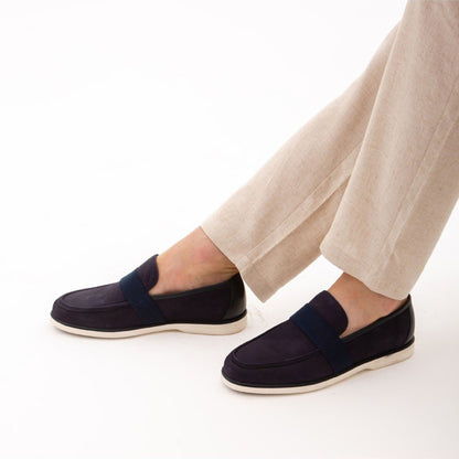 Madasat Navy Blue Nubuck Leather Casual Shoes - 639 |