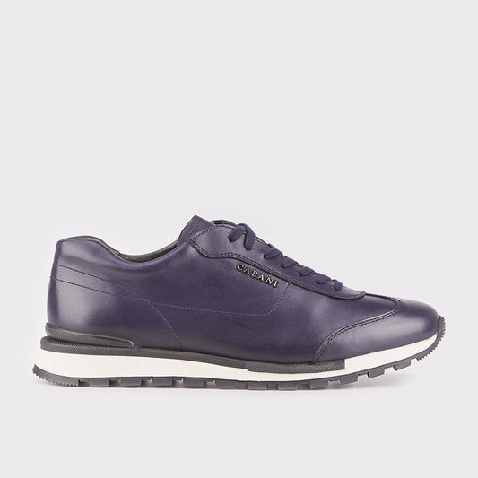 Madasat Navy Blue Leather Sneakers & Sports Shoes - 348 |