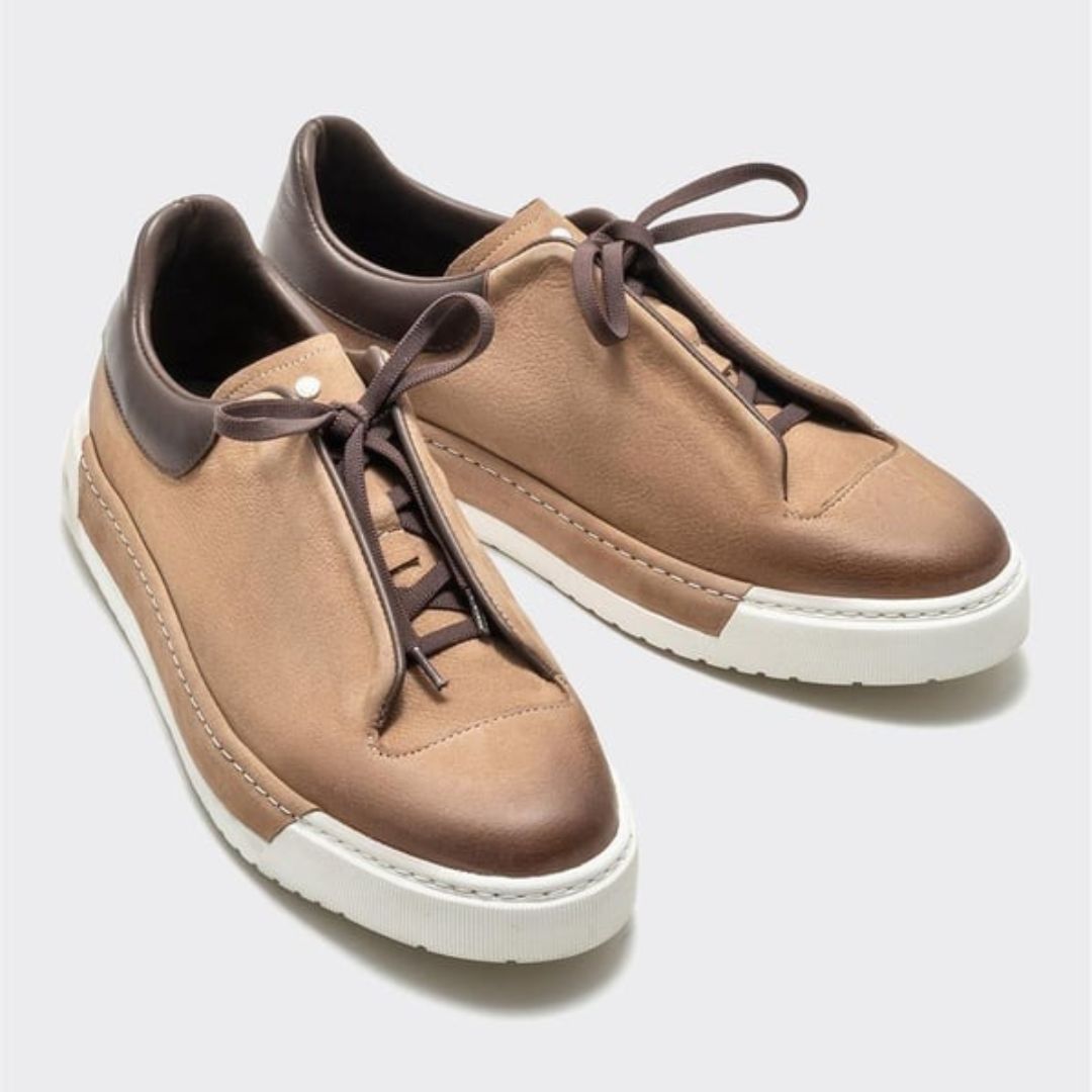 Madasat Beige Leather Men's Casual Shoes - 876 |