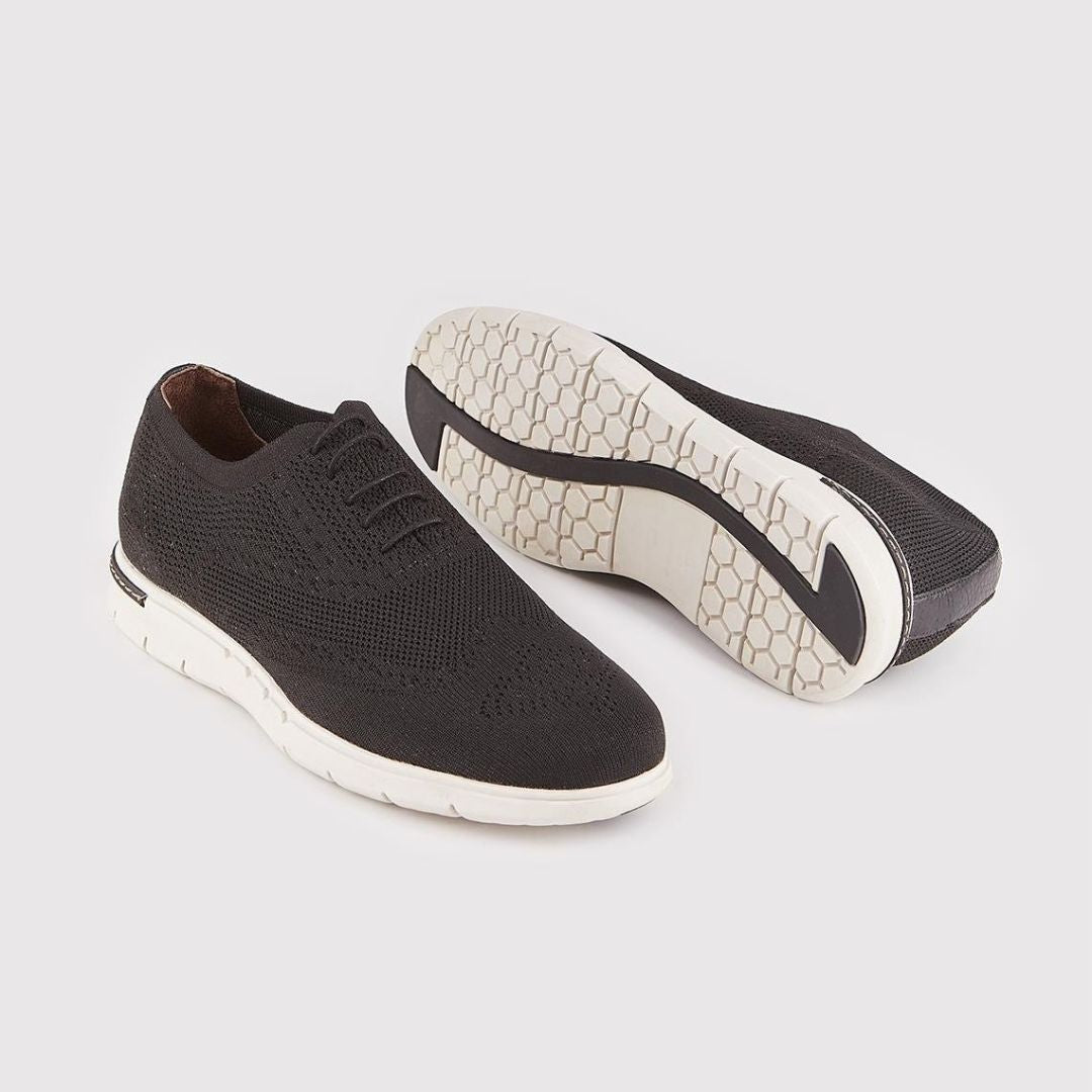 Madasat Black & White Knit Lace Up Casual Shoes - 878 |